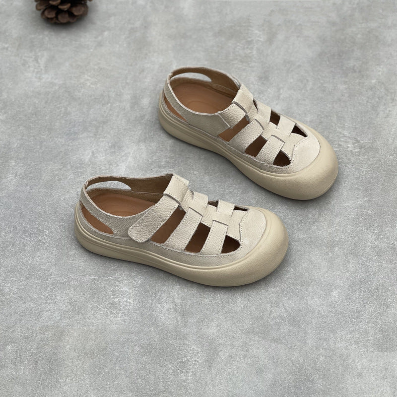 Women's Genuine Slip-on Closed Toe Summer Outer Wear Hollow Breathable Soft Sandals
