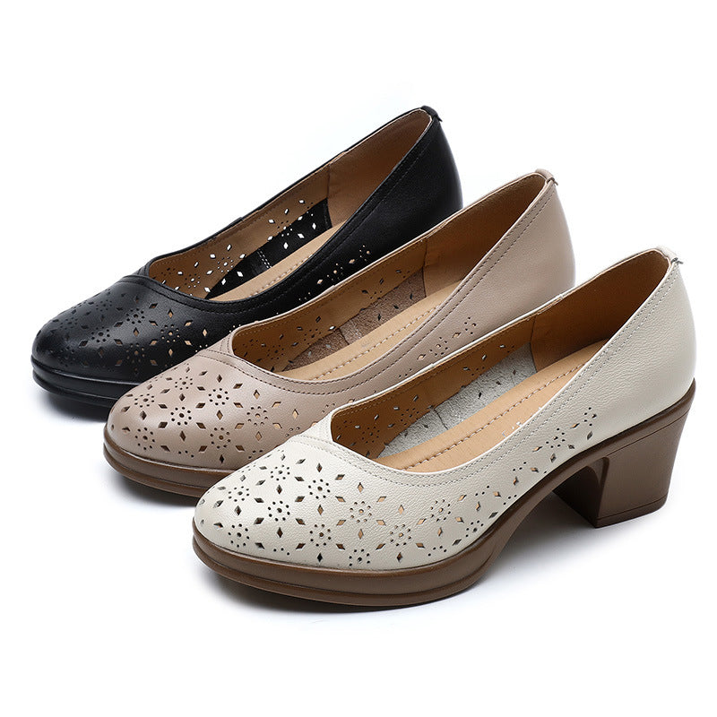 Women's Breathable Genuine Soft Bottom Thick Black Comfortable Mid Women's Casual Shoes