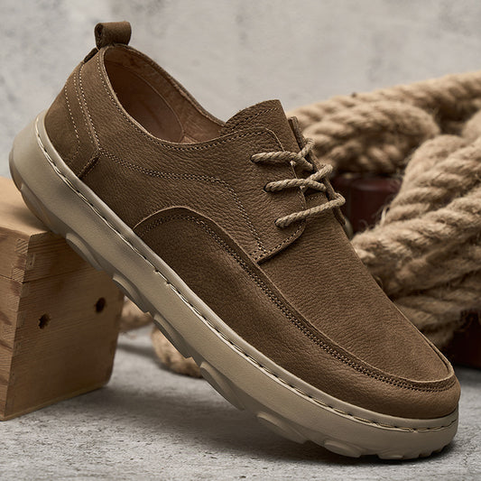 Men's Genuine Lace Up Pumps Breathable Soft Leather Shoes