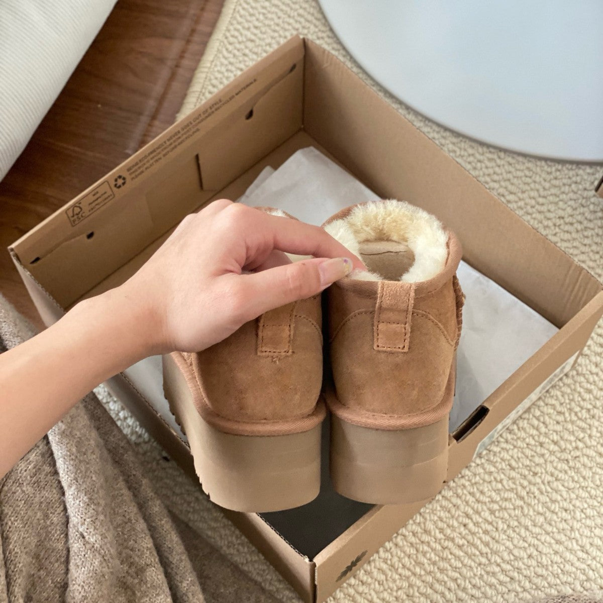Women's Fur Winter Thick Bottom Fleece-lined Cotton Snow Boots