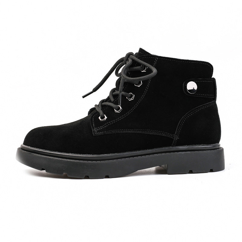 Women's Artistic Retro Ankle British Style Mid Flat Genuine Boots