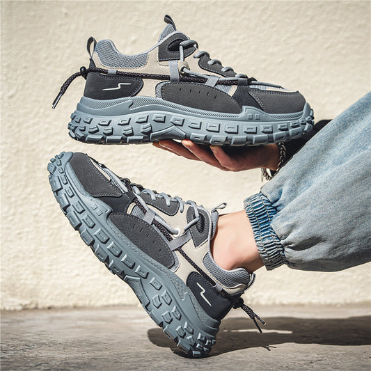 Men's Site Wear Resistance Durable Thick-soled Tire Sneakers