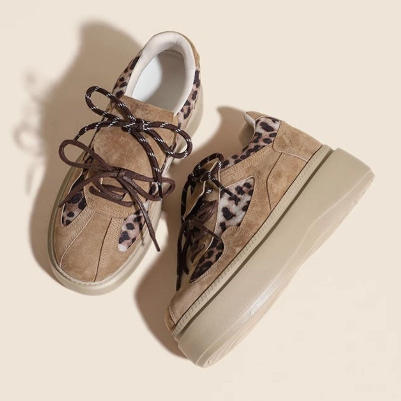 Height Increasing Insole German Training Leopard Print Casual Shoes