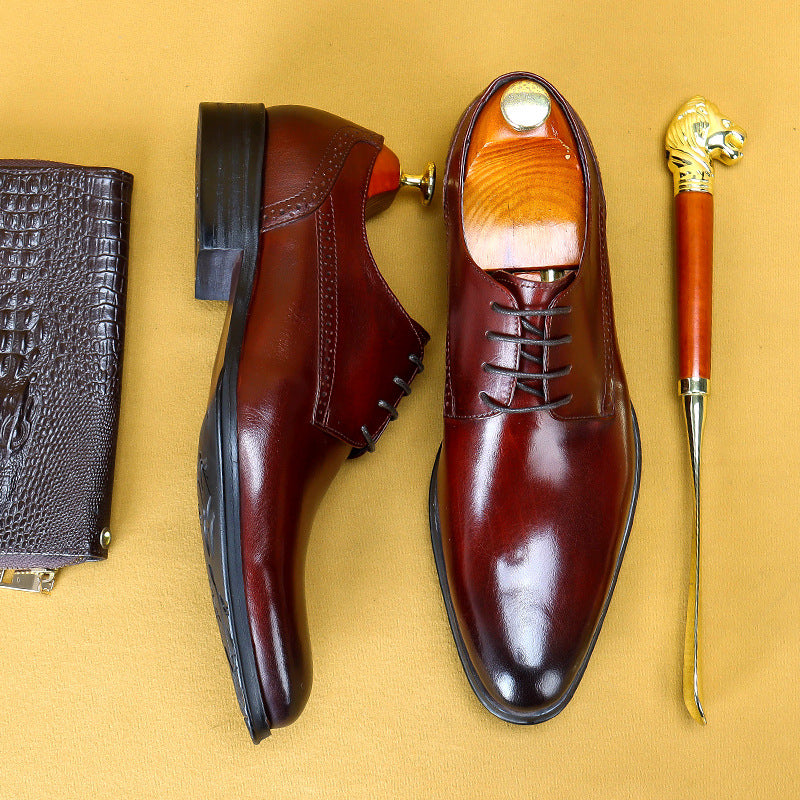 Men's Business In The Event First Layer Cowhide Leather Shoes