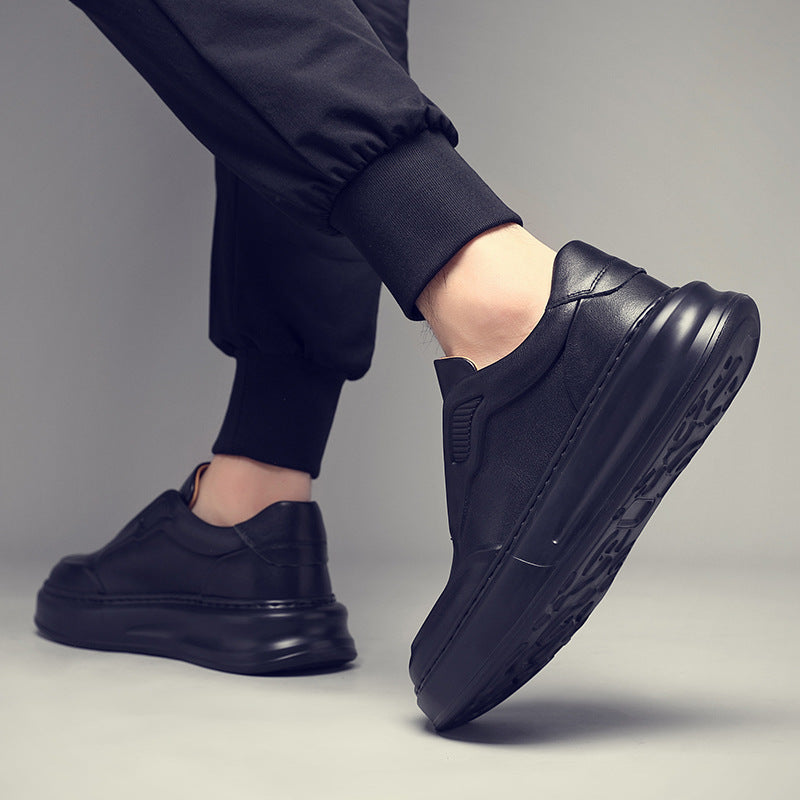 Men's First Layer Cowhide White Versatile Breathable Men's Board Shoes