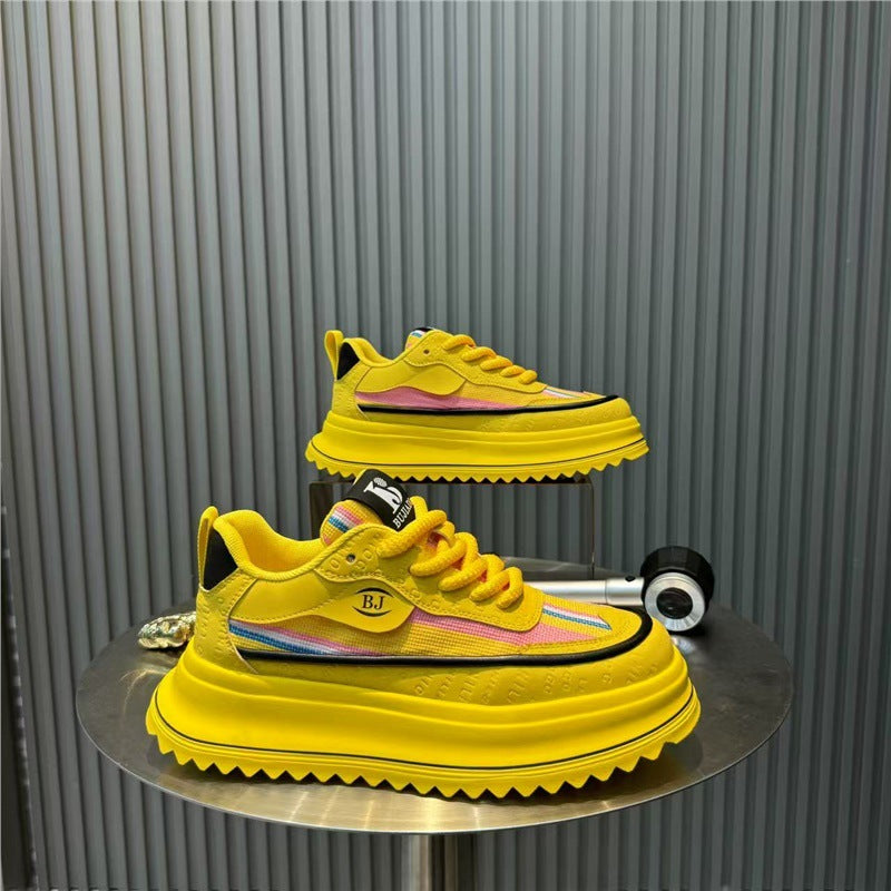 Men's Fabric Stitching Breathable Versatile Platform Trendy Fashionable Comfortable Casual Shoes