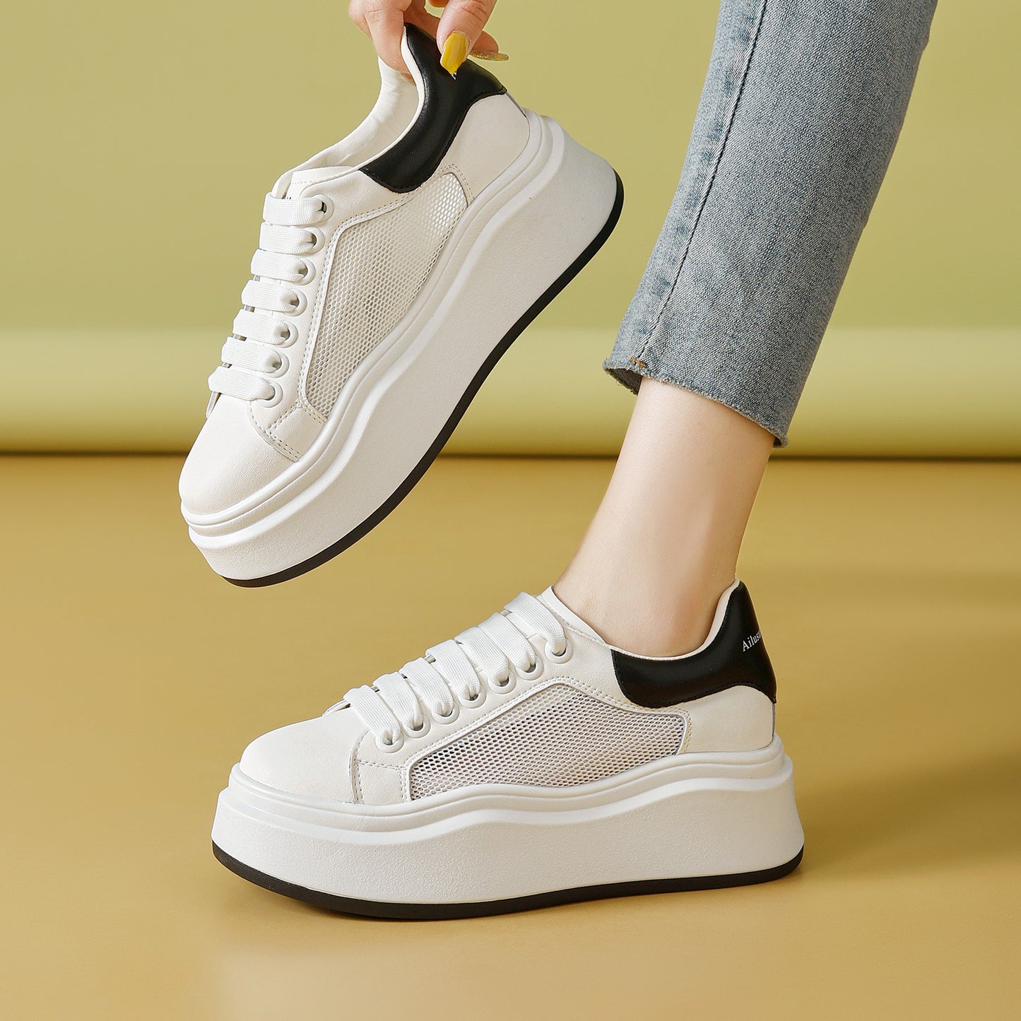 Women's Small Genuine Thick-soled Mcqueen White Spring Men's Shoes