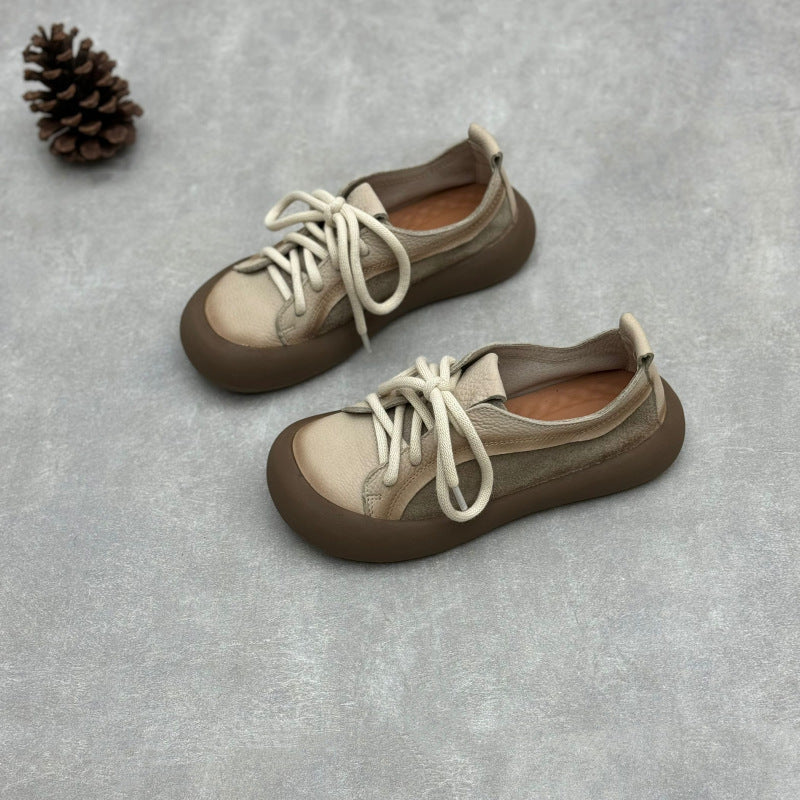 Women's Vintage Genuine Four Artistic Matte Cowhide Women's Casual Shoes