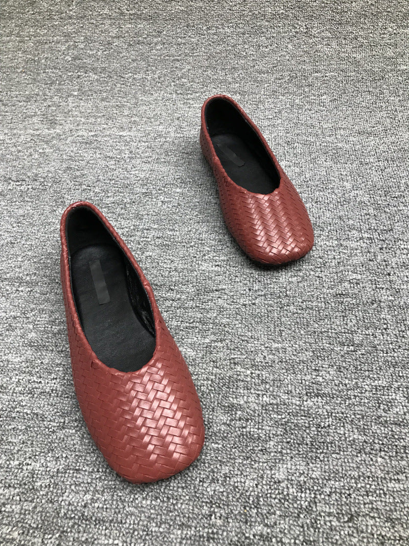 European Goods Low Flat Round Head Woven Women's Fashion Shoes