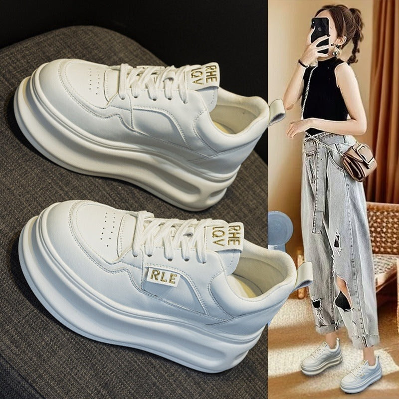 Women's White Platform Autumn Height Increasing Small Thin Men's Shoes