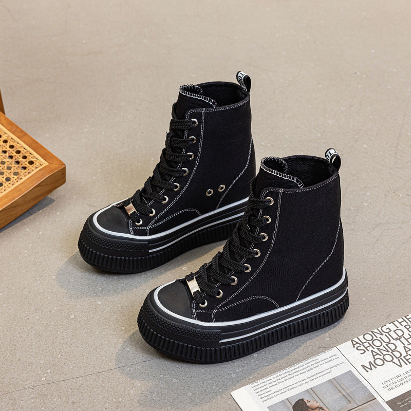 Women's Thick-soled Spring Invisible Height Increasing Insole Women's Canvas Shoes