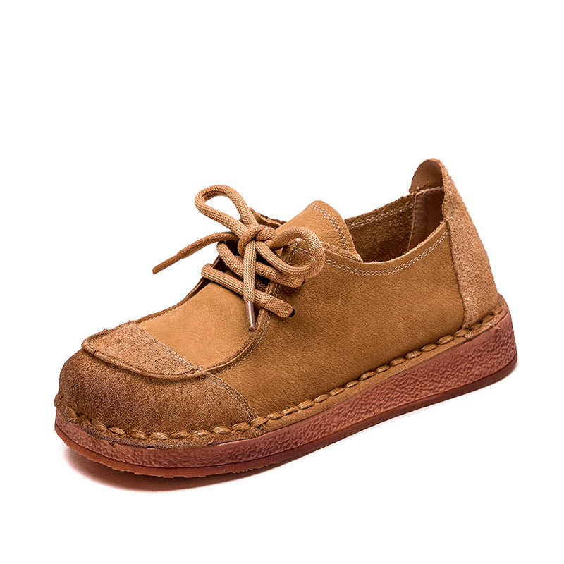 Women's Niche Top Layer Cowhide Flat Bottom Women's Casual Shoes