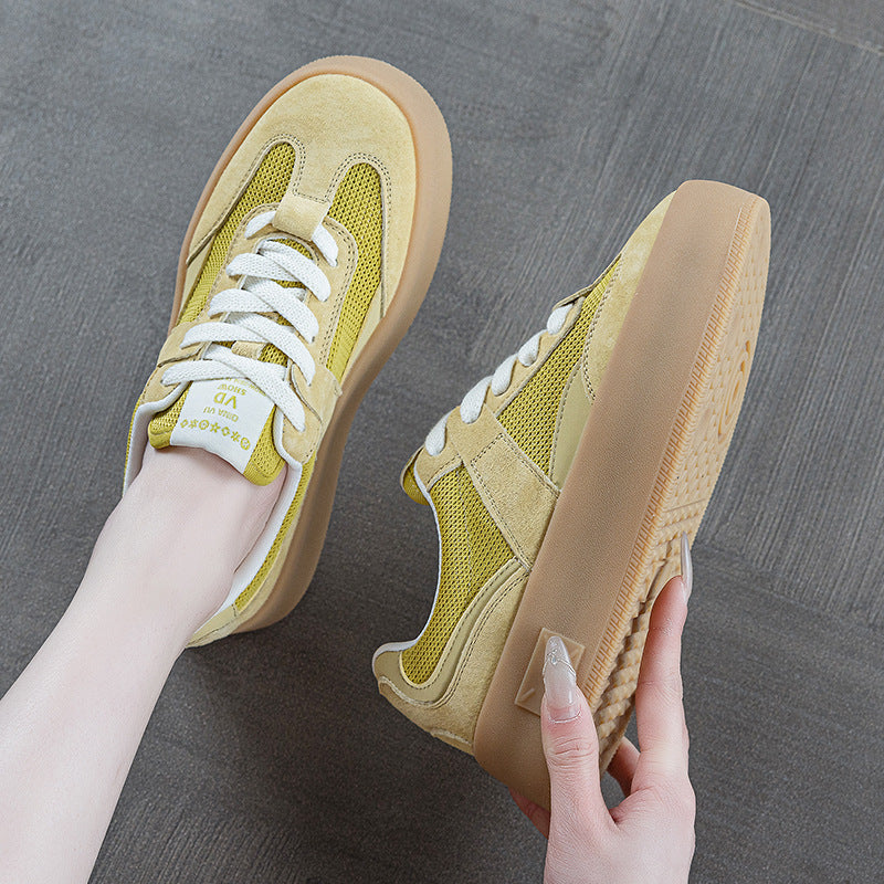 Women's German Training Thick-soled Soft Bottom White Spring Versatile Mesh Women's Board Shoes