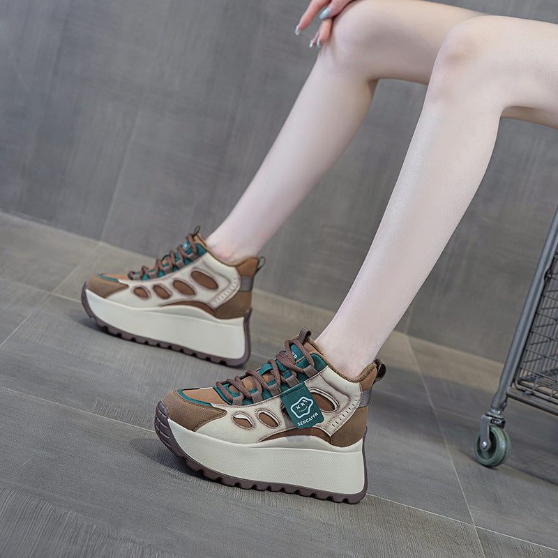Women's Platform Dad Fleece-lined Fashion Small Women's Casual Shoes