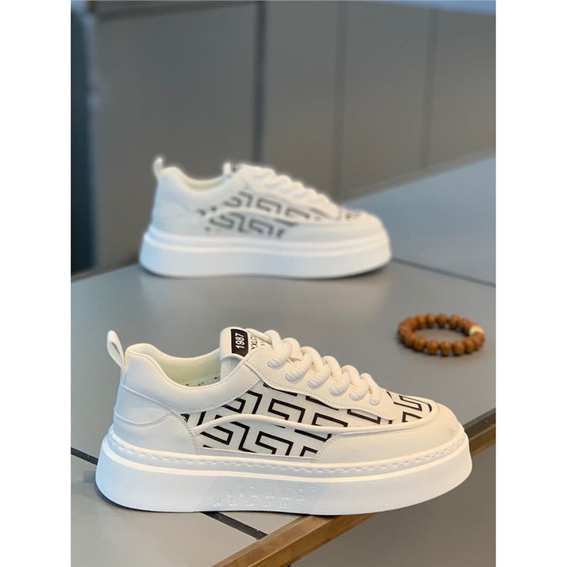 Men's Summer Low Top Platform White Mesh Breathable Board Men's Sports Shoes