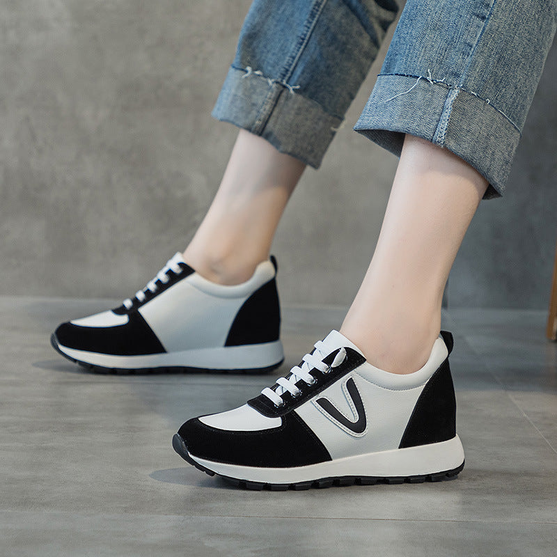 Women's Korean Style Sports Color Block Platform Round Toe Casual Shoes