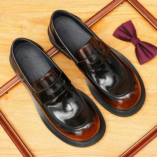 Men's Foot Big Head High-grade Glossy Slip-on Men's Business Leather Shoes