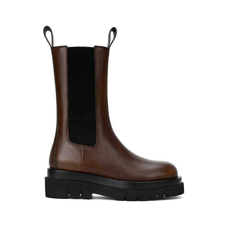 Women's Genuine Chelsea Thick Bottom Fleece-lined Martin Boots