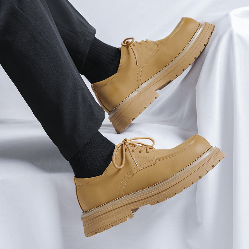 British Style Thick Bottom Fashion Trendy Men's Casual Leather Shoes