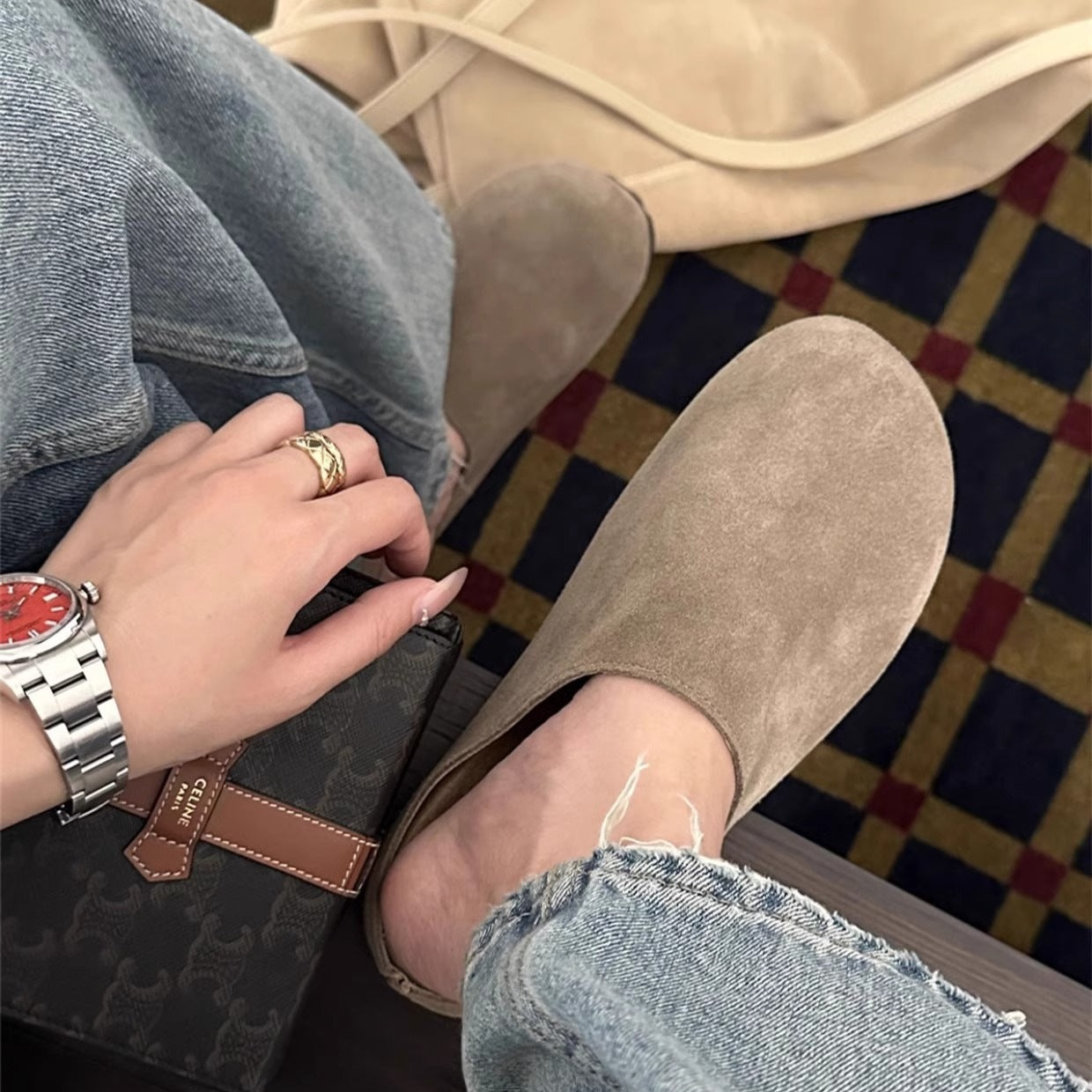 Women's & Men's Dynamic Waterproof Mulberry Slope Idle Style Full Cowhide Outerwear For Slippers