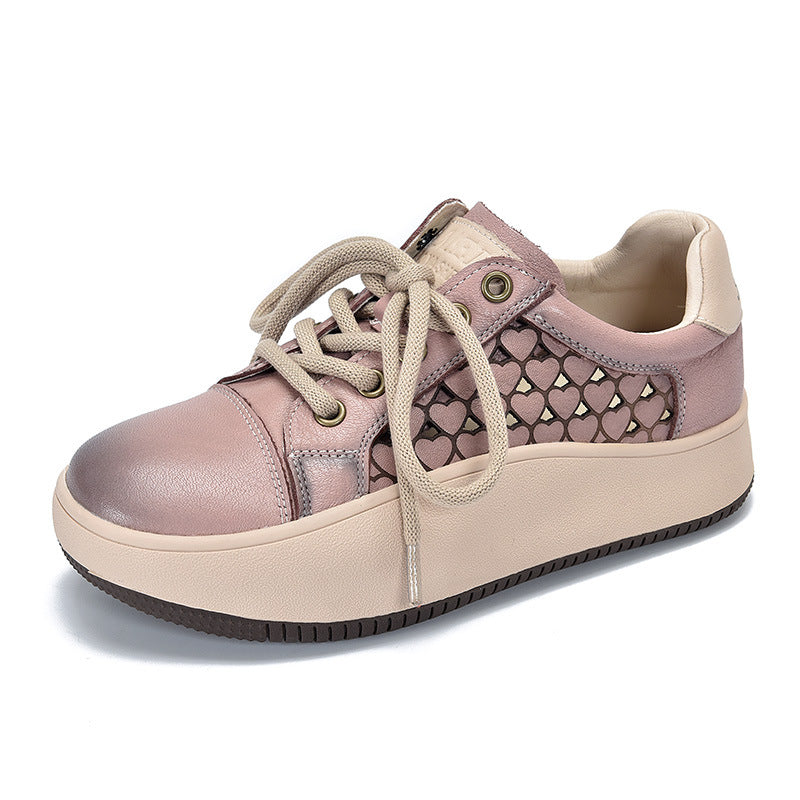 Women's Two-pair Top Layer Cowhide Summer Thick Heels