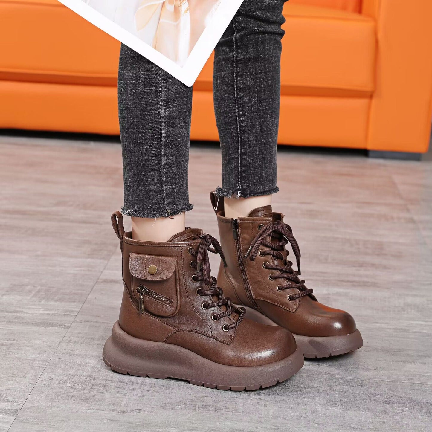 Women's Pure Wool Top Layer Cowhide Winter Boots