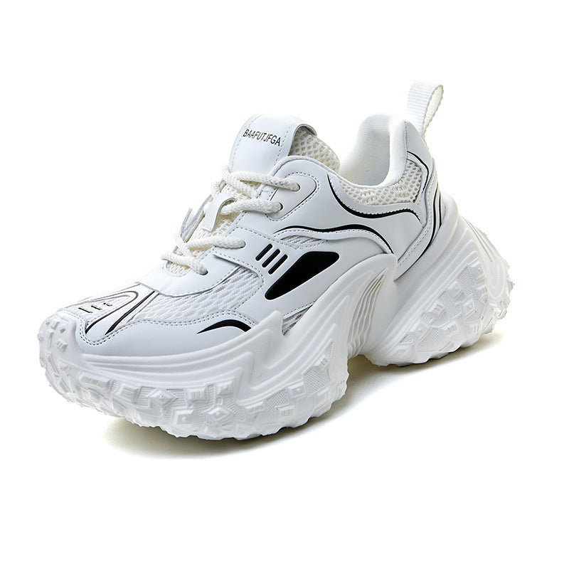 Lovers Summer Breathable Clunky Thick Bottom Lace Up Mesh Sneakers