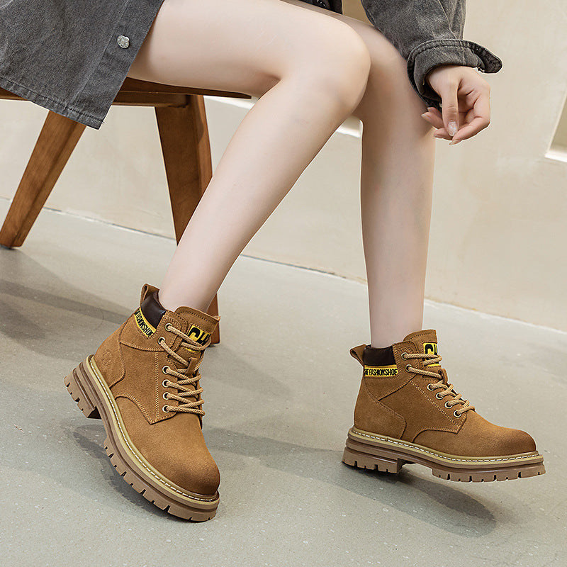 Women's Frosted Suede Martin Height Increasing Insole Boots