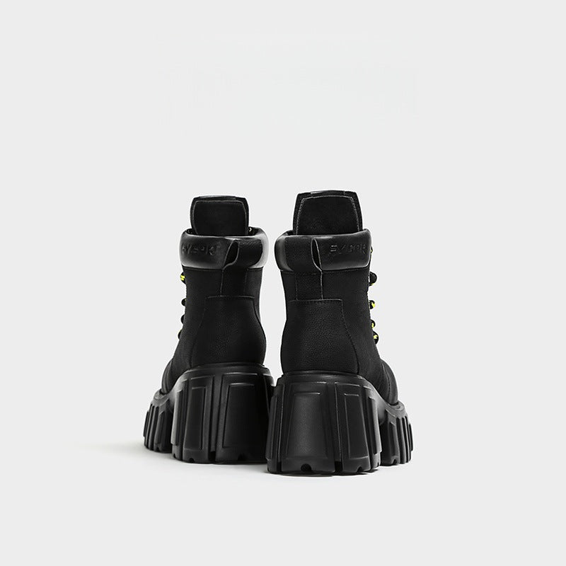 Warmer Middle Design Black Motorcycle Pants Martin Women's Leather Boots