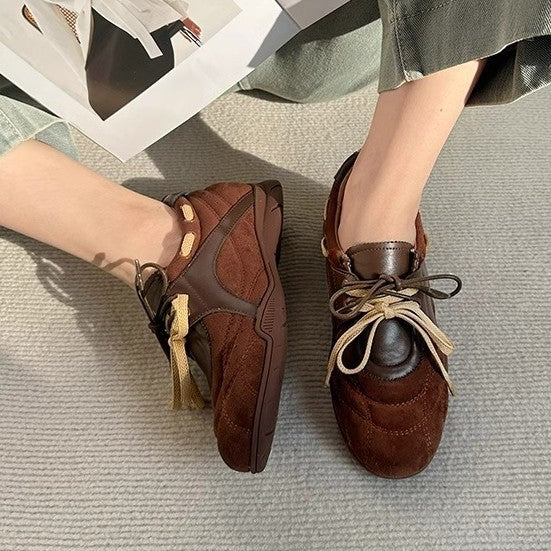 Women's Cowhide Version Contrast Color Functional Wind Training Flat Women's Casual Shoes