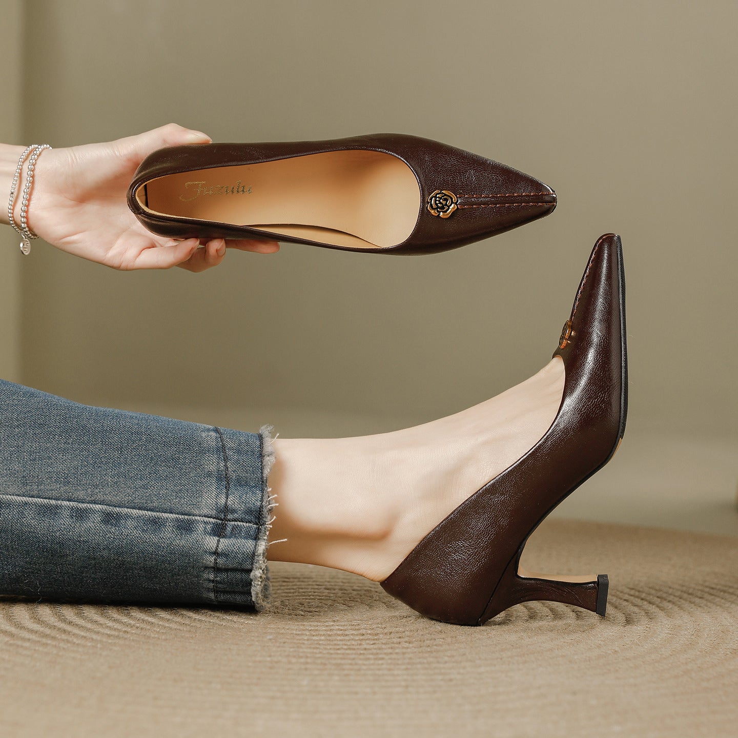 Women's Pumps Elegant Versatile Retro Pointed Toe Shallow Women's Fashion Shoes