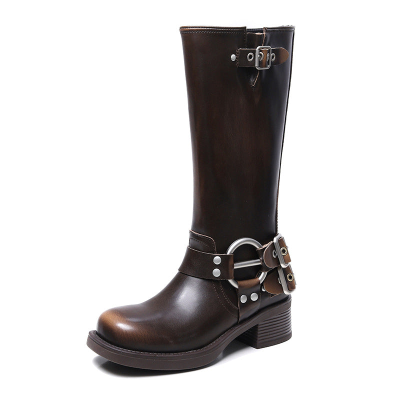 Tube Square Head Sleeve Motorcycle Retro Boots