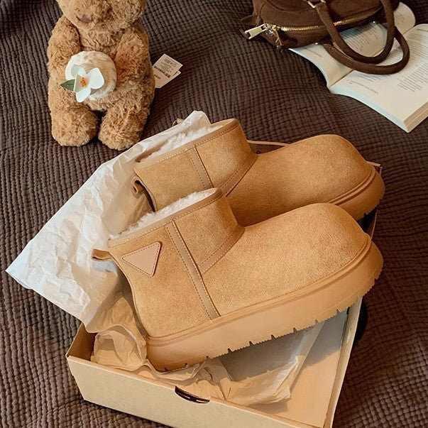 Women's Mom Winter Cute Big Round Head Plus Snow Boots