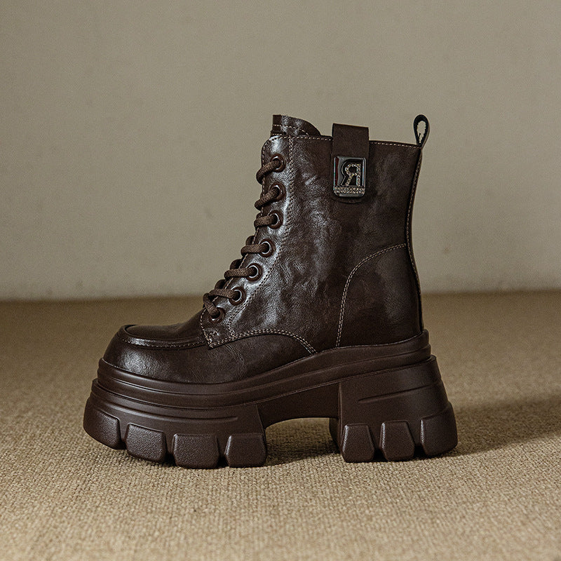Women's Elevator Fleece-lined Small Platform Ankle Retro Easy Boots