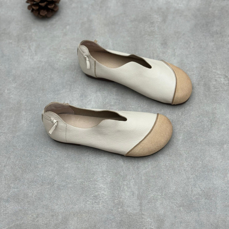 Genuine Pumps Color Matching Round Head Simple Casual Shoes