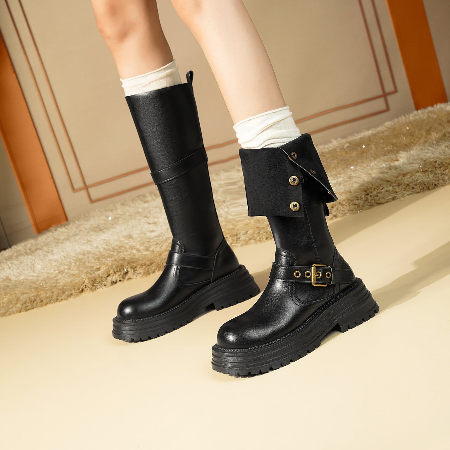 Women's Autumn High Platform Retro Western Slimming Fashionable Boots