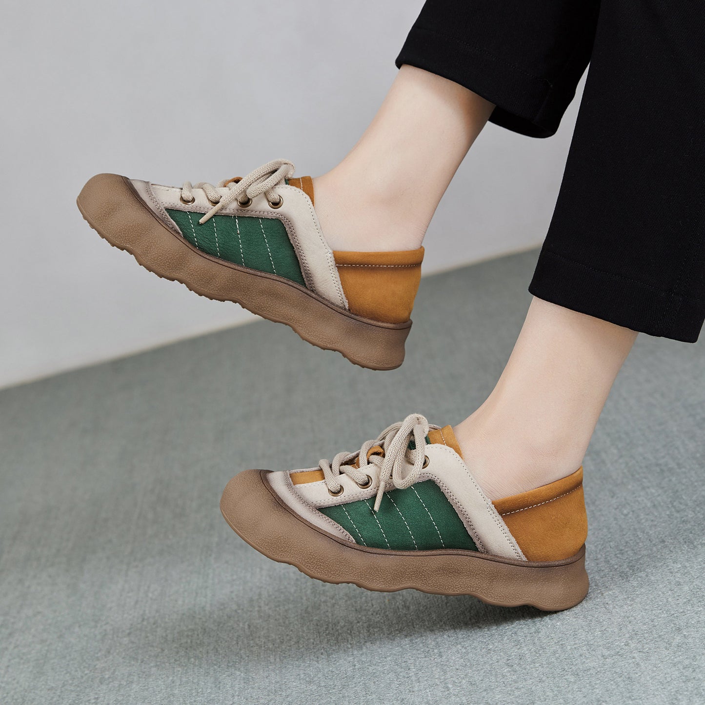 Women's Layer Cowhide Ugly Cute Spring Fashion Special Multicolor Women's Casual Shoes