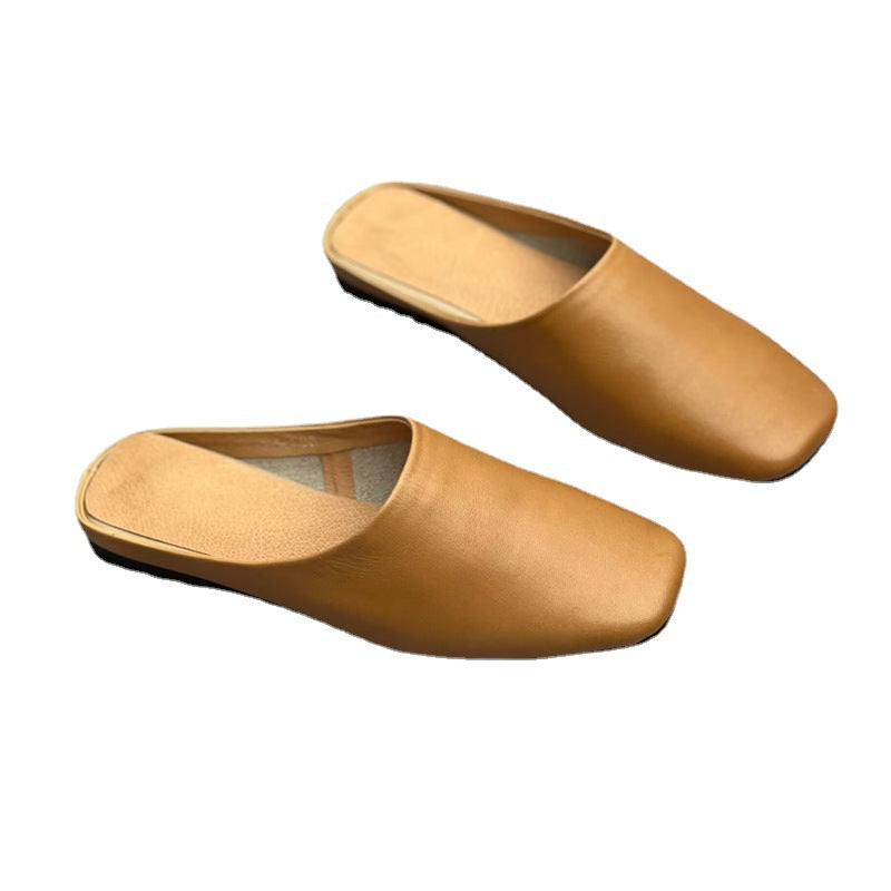 Women's Artistic Crafts Genuine Closed Toe Summer Flat Slippers