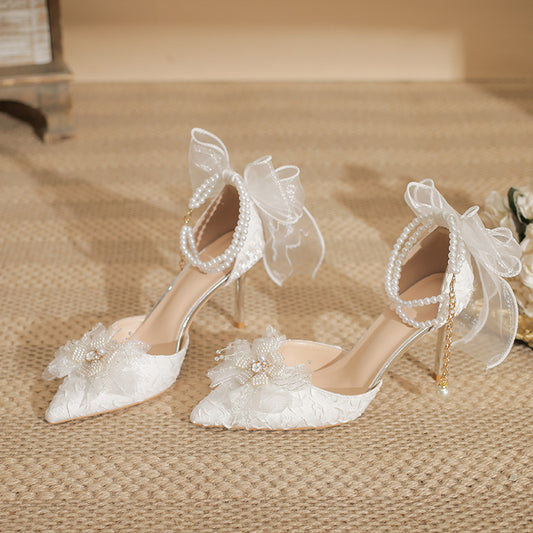 Women's High Stiletto Daily Wearable White Bridal Women's Fashion Shoes