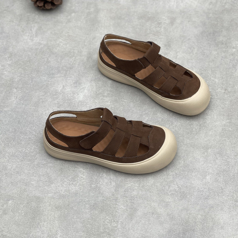 Women's Genuine Slip-on Closed Toe Summer Outer Wear Hollow Breathable Soft Sandals