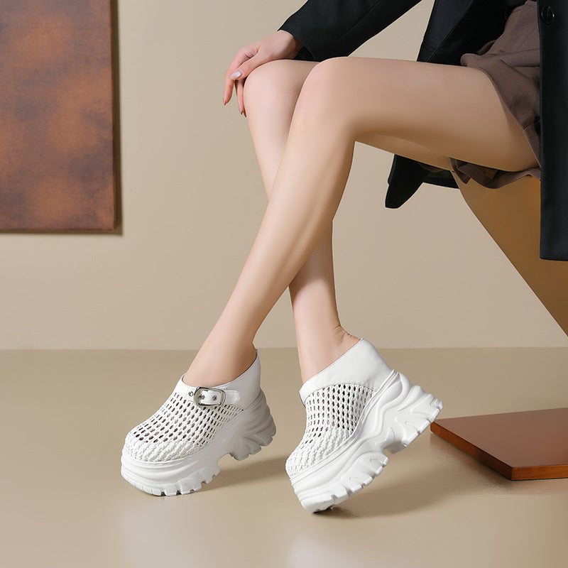 Women's High-rise Closed Toe Half Summer Wear Small Thick Bottom Thick-soles Slippers