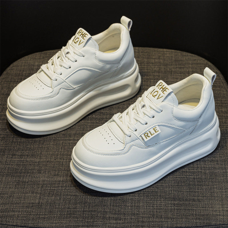Women's White Platform Autumn Height Increasing Small Thin Men's Shoes