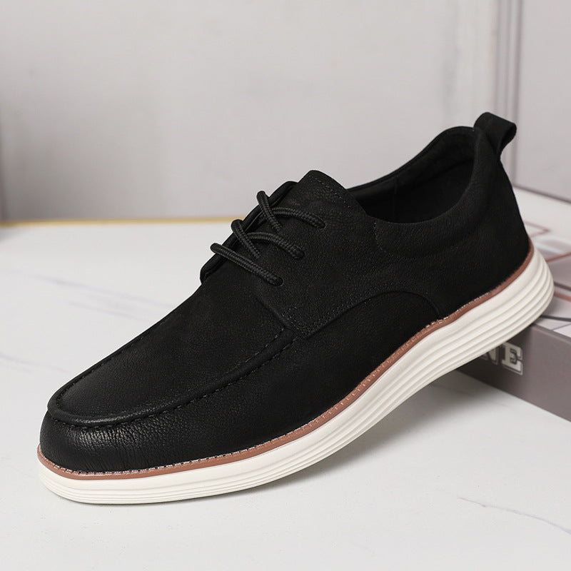 Men's Wax Frosted Cowhide Spring Light Bottom Leather Shoes