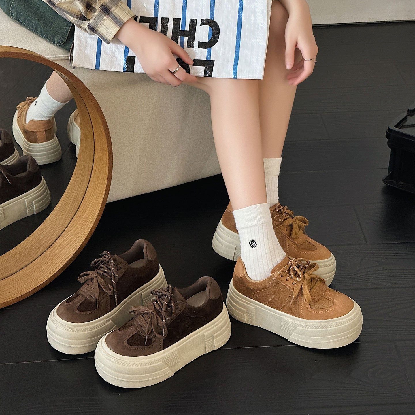 Women's Layer Cowhide Easy Wear Autumn Platform Women's Shoes