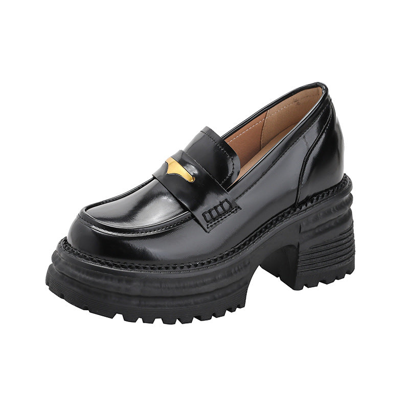 Women's Slip-on Small British Platform Round Head Loafers