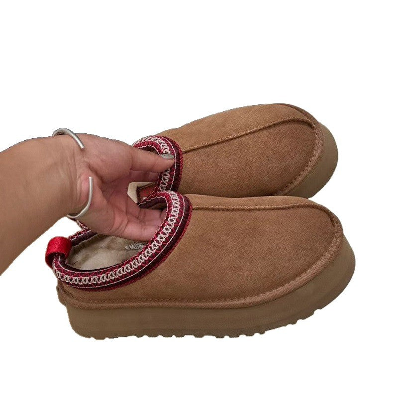 Women's Fur Integrated Thick-soled Ethnic Style Half Thickened Wool Women's Snow Boots