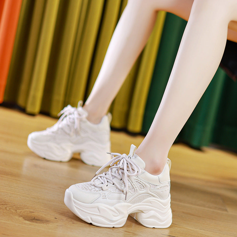 Women's Height Increasing Insole Dad Small White Muffin Women's Casual Shoes