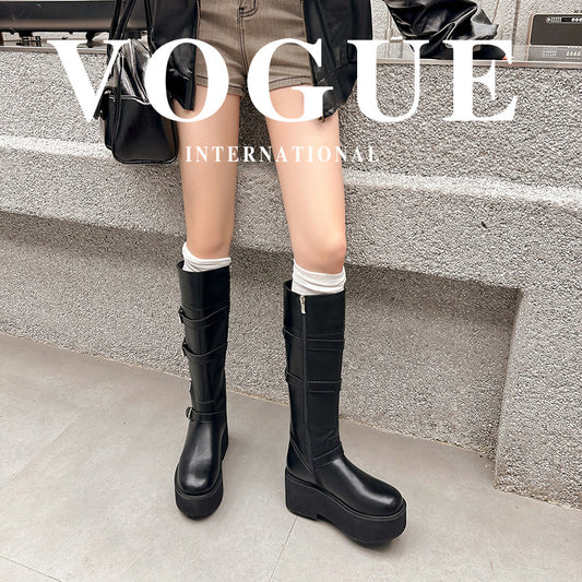 Women's Knight Thick Bottom Increased Shorty Long Boots