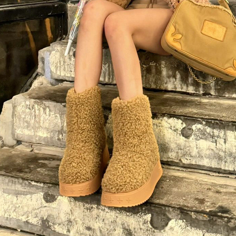 Fur Booties Plush Short Winter Thick Snow Boots