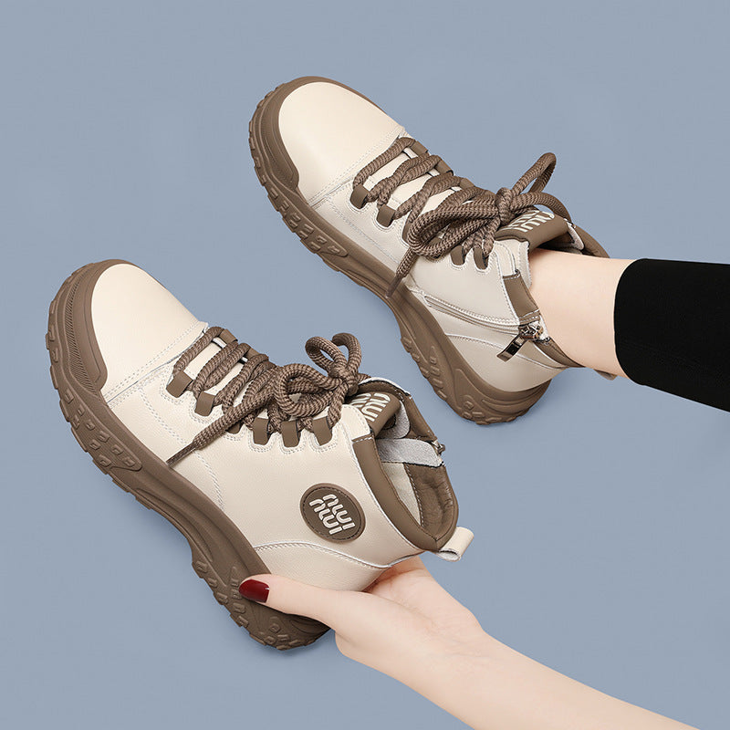 Gold Silk Rabbit Martin British Style Boots